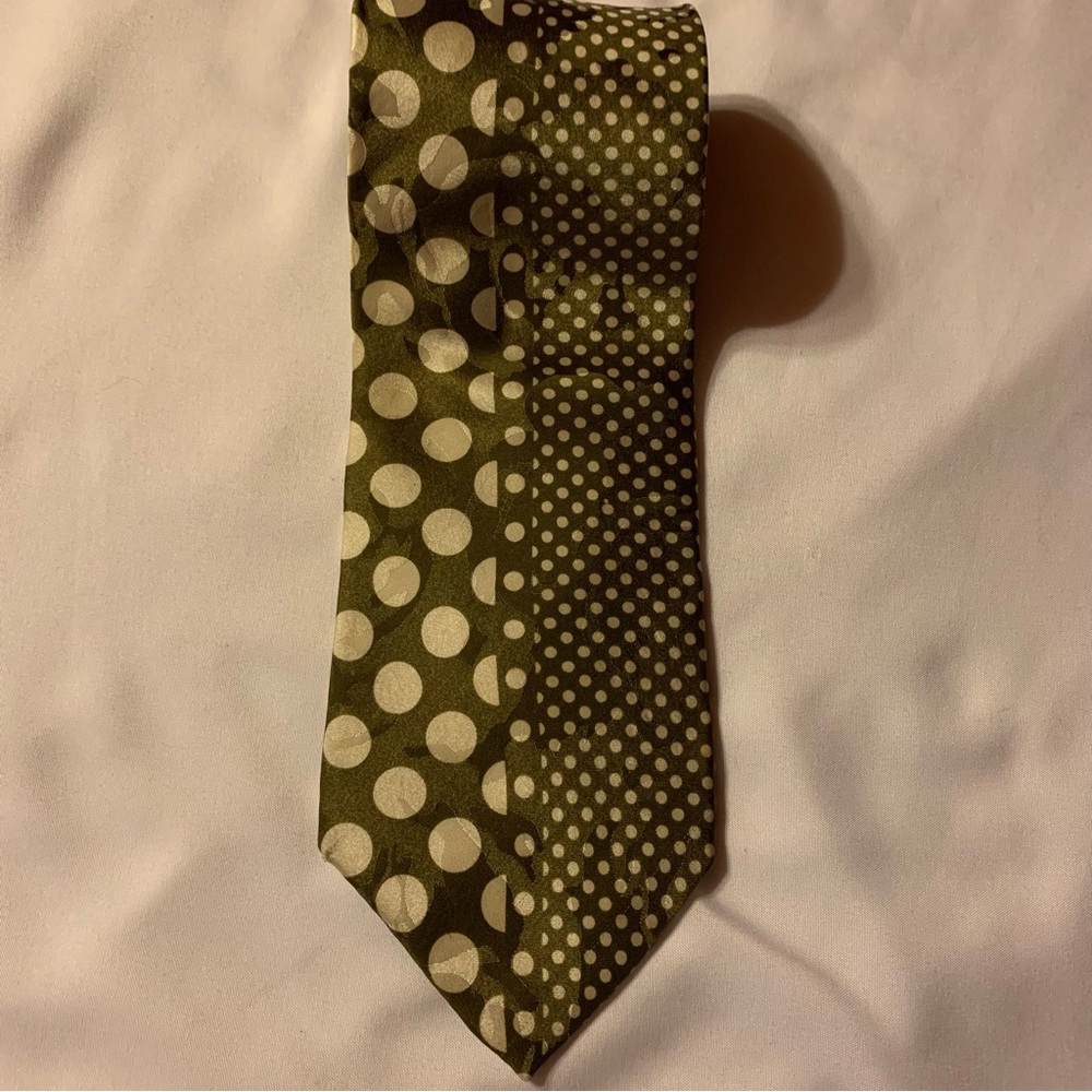 Paul Rodon The Collection Double Dot Necktie in Green & White